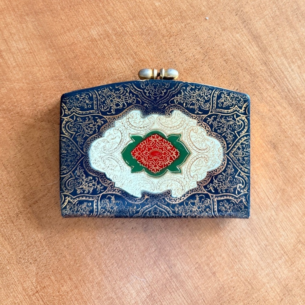 Unbranded‎ Coin Purse Womens OS Navy Blue Good Vintage Persian Style Kiss Lock